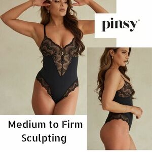 Women's PINSY Sculpting Lace Shapewear Bodysuit Size XL EUC #1762
